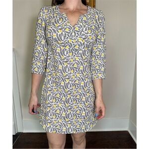 Boden Floral Leaf Print Tunic Mini Shift Dress Linen
